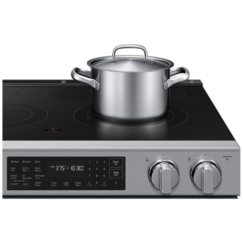 Samsung Bespoke 30 in. 6.3 cu. ft. Smart Air-Fry True European Convection Slide-In Electric Range with Radiant Burners - Stainless Steel, Stainless Steel, hires