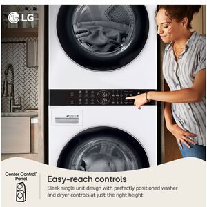 LG 27 in. WashTower with 4.5 cu. ft. Washer with 10 Wash Programs and TurboWash 360 & 7.4 cu. ft. Electric Dryer with 9 Dryer Programs, Sensor Dry & Wrinkle Care - White, White, hires
