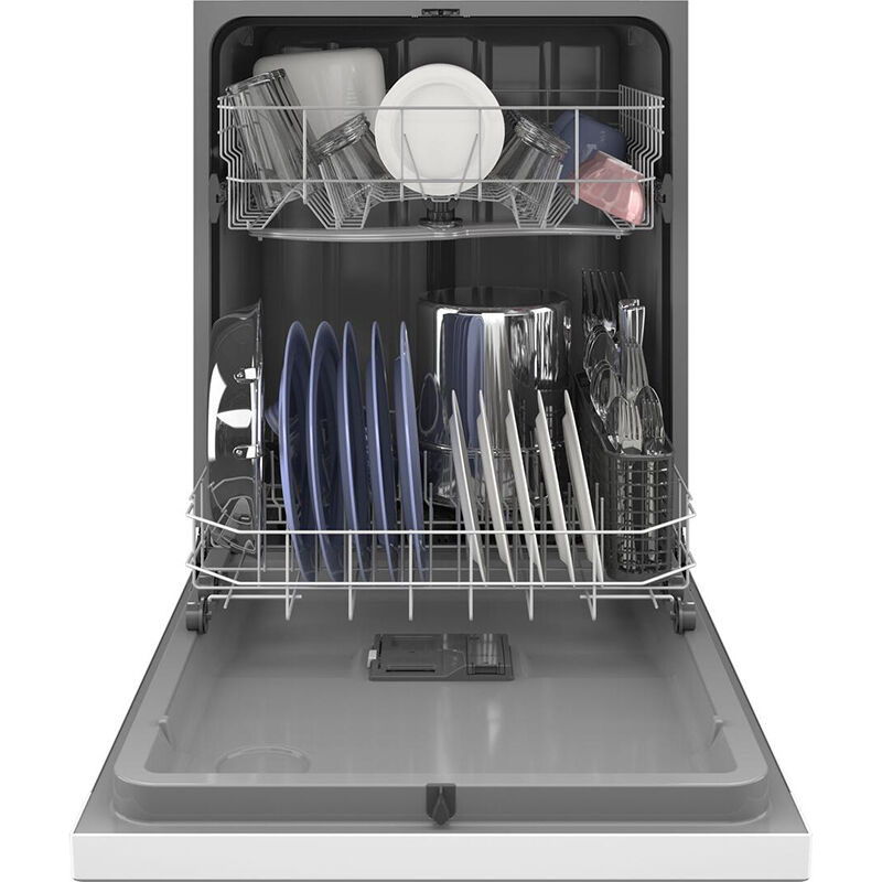 GE 24 in. Front Control Flush-Mount Dishwasher with 59 dBa Sound Level, Dry Boost & Pocket Handle - White, White, hires