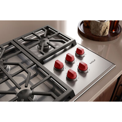Wolf Professional Series 36 in. 5-Burner Natural Gas Cooktop with Simmer Burner & Power Burner- Stainless Steel | CG365PS