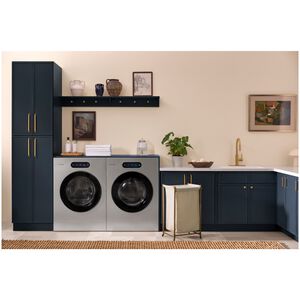 LG SIGNATURE 29 in. 9.0 cu. ft. Smart Stackable Gas Dryer with Built-In Intelligence, TurboSteam, AI Sensor Dry & Sanitize Cycle - Brushed Platinum Steel, , hires