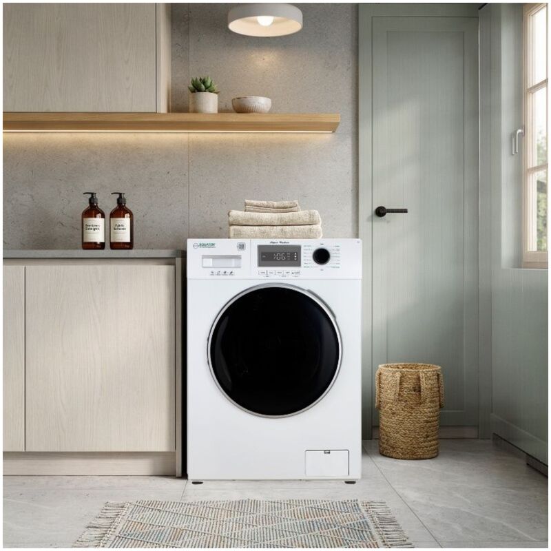 Equator Compact 24 in. 1.57 cu. ft. Stackable Front Load Washer with Pet & Sanitize Cycle - White, , hires