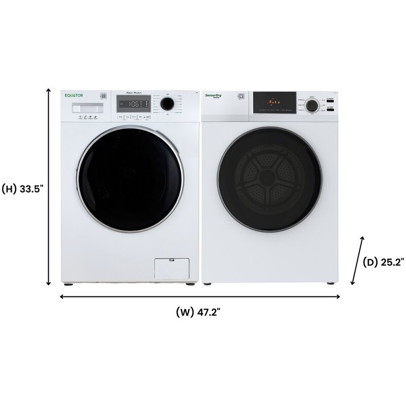 Equator Value 24 in. 2.47 cu. ft. Electric Front Load Laundry Center with Sensor Dry, Pet & Sanitize Cycle - White, , hires