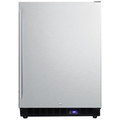 Summit 24 in. 4.6 cu. ft. Built-In Frost Free Compact Upright Freezer with Ice-Maker & Adjustable Shelves - Stainless Steel | SCFF53BSSIM