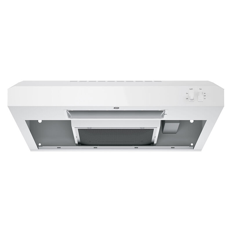 GE 24 in. Standard Style Range Hood with 2 Speed Settings, 200 CFM, Convertible Venting & Incandescent Light - White, , hires