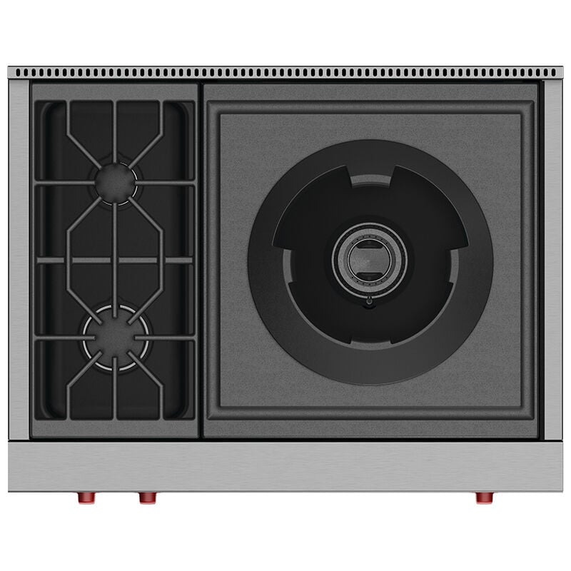 Wolf 36 in. 3-Burner LP Gas Rangetop with Simmer Burner & Power Burner - Stainless Steel, , hires