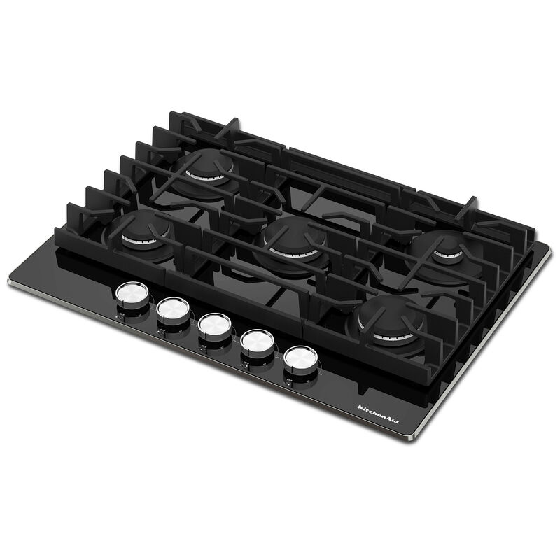 KitchenAid 30 in. 5-Burner Natural Gas Cooktop with Simmer Burner & Power Burner - Black, , hires