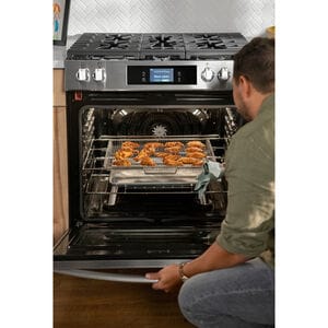 Frigidaire Gallery 30 in. 6 cu. ft. Air Fry True European Convection Steam Gas Range with 5 Sealed Burners & Griddle - Stainless Steel, , hires