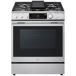 LG 30 in. 6.3 cu. ft. Smart Air-Fry True European Convection Slide-In Gas Range with 5 Sealed Burners & Griddle - PrintProof Stainless Steel, , hires
