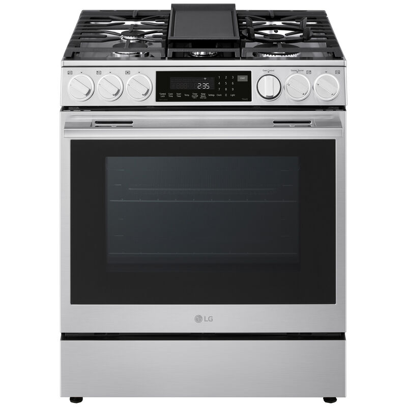 LG 30 in. 6.3 cu. ft. Smart Air-Fry True European Convection Slide-In Gas Range with 5 Sealed Burners & Griddle - PrintProof Stainless Steel, , hires