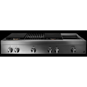 JennAir Noir 48 in. 4-Burner Natural Gas Rangetop with Griddle, Grill, Simmer Burner & Power Burner - Stainless Steel, , hires