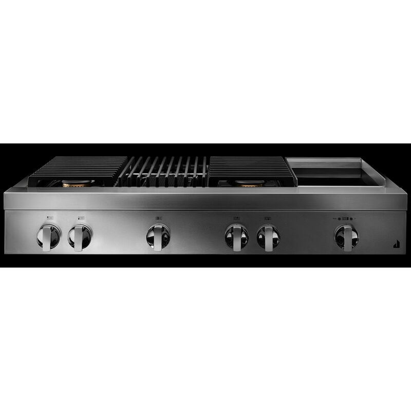 JennAir Noir 48 in. 4-Burner Natural Gas Rangetop with Griddle, Grill, Simmer Burner & Power Burner - Stainless Steel, , hires