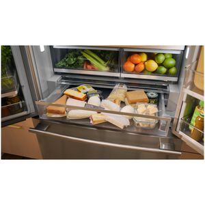 KitchenAid 36 in. 23.1 cu. ft. Smart Counter Depth French Door Refrigerator with Ice & Water Dispenser - Black Ore, , hires
