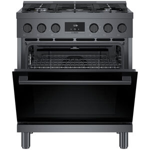 Bosch 800 Series 30 in. 3.9 cu. ft. Convection Oven Freestanding Dual Fuel Range with 5 Sealed Burners - Black Stainless Steel, , hires