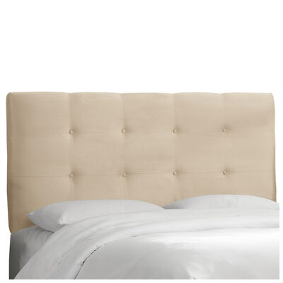 Skyline Furniture Tufted Micro-Suede Fabric Queen Size Upholstered Headboard - Oatmeal | 792QPRMOTM