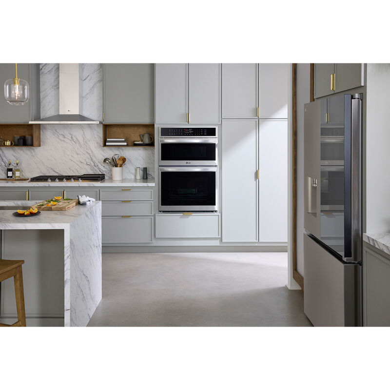 LG 30 in. 6.4 cu. ft. Smart Speed/ Steam Electric Microwave/Wall Oven Combo with True European Convection & Sensor Cooking - PrintProof Stainless Steel, , hires