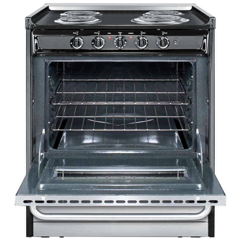 Summit 30 in. 3.7 cu. ft. Oven Slide-In Electric Range with 4 Coil Burners - Stainless Steel, , hires