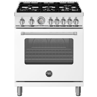 Bertazzoni Master Series 30 in. 4.7 cu. ft. Convection Oven Freestanding Natural Gas Range with 5 Sealed Burners - Matte White | MAS305GASBIV