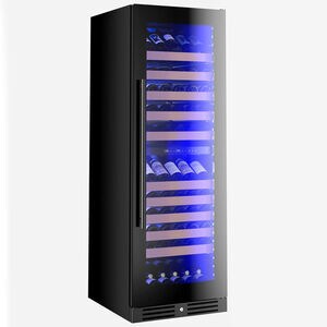 XO 24 in. Wine Cooler with Metal Racks, Dual Temperature Zones & 119 Bottle Capacity - Black Glass, , hires