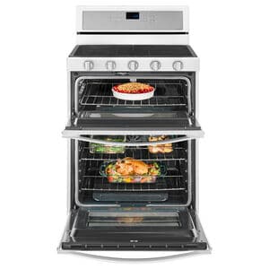 Whirlpool 30 in. 6 cu. ft. True European Convection Double Oven Gas Range with 5 Sealed Burners - White Ice, White Ice, hires