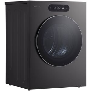 LG SIGNATURE 29 in. 9.0 cu. ft. Smart Stackable Gas Dryer with Built-In Intelligence, TurboSteam, AI Sensor Dry & Sanitize Cycle - Brushed Black Steel, , hires
