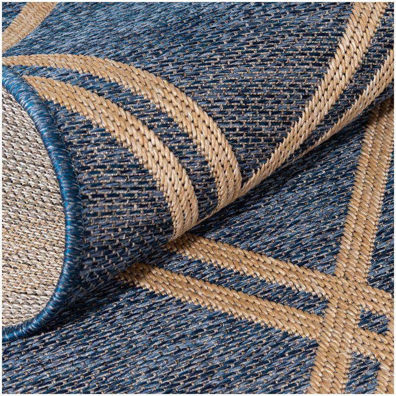 Natco Santorini Collection Outdoor Area Rug Minot 5'3"x7'7" - Cobalt/Natural, , hires