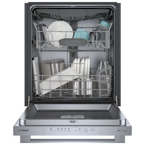 Bosch 300 Series 24 in. Smart Built-In Dishwasher with Top Control, 46 dBA Sound Level, 16 Place Settings, 8 Wash Cycles & Sanitize Cycle - Stainless Steel, Stainless Steel, hires