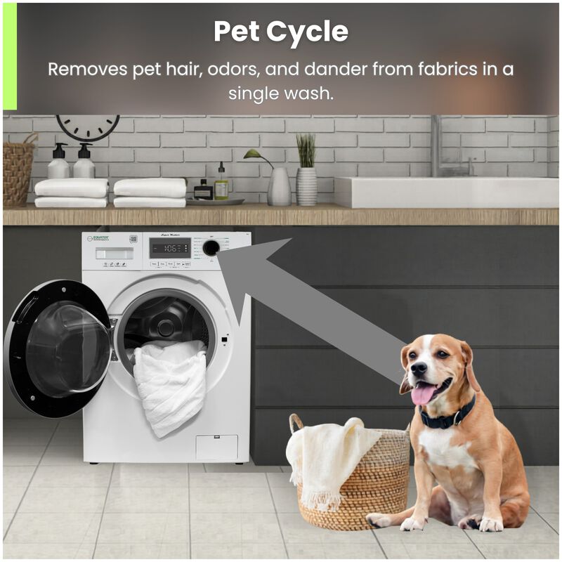 Equator Compact 24 in. 1.57 cu. ft. Electric Front Load Laundry Center with Sensor Dry, Pet & Sanitize Cycle - White, , hires
