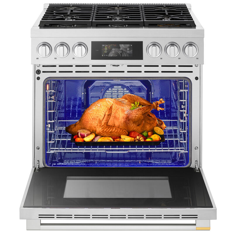 LG Signature 36 in. 6.3 cu. ft. Smart Air-Fry True European Convection Slide-In Gas Range with 6 Sealed Burners - Stainless Steel, , hires