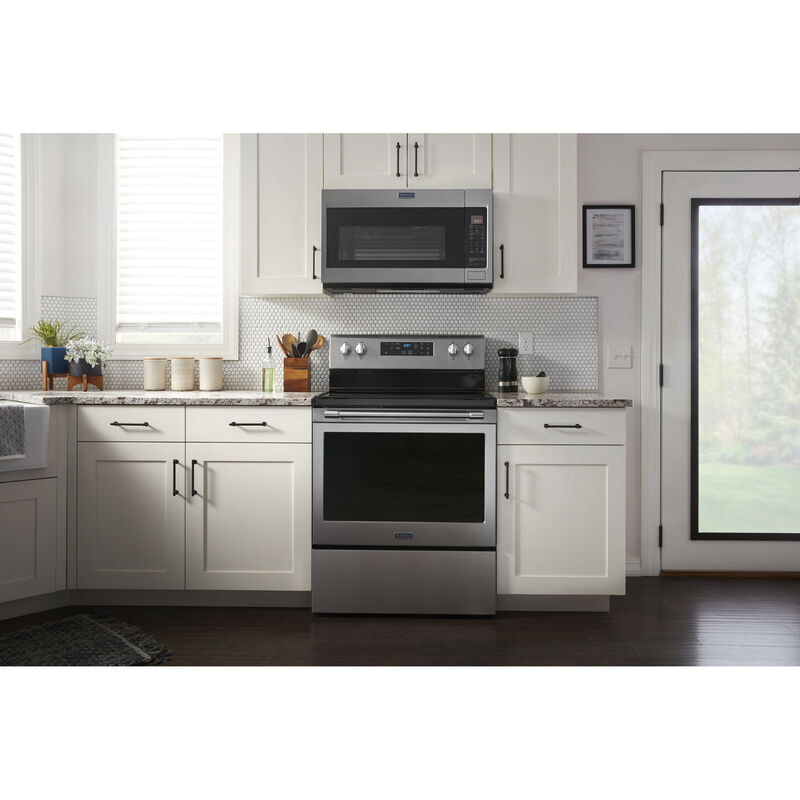 Maytag 30 in. 5.3 cu. ft. Air Fry Convection Oven Freestanding Electric  Range with 5 Smoothtop Burners - Fingerprint Resistant Stainless