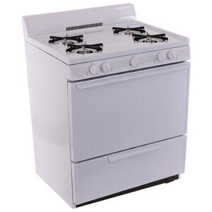 Premier 30 in. 3.9 cu. ft. Oven Freestanding Gas Range with 4 Open Burners - White on White, , hires