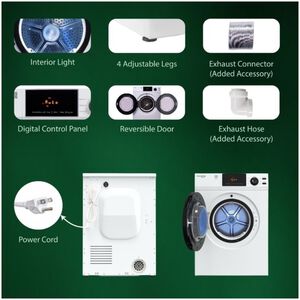Equator Deluxe 24 in. 4.0 cu. ft. Stackable Electric Dryer with Sensor Dry, Sanitize & Steam Cycle - White, , hires