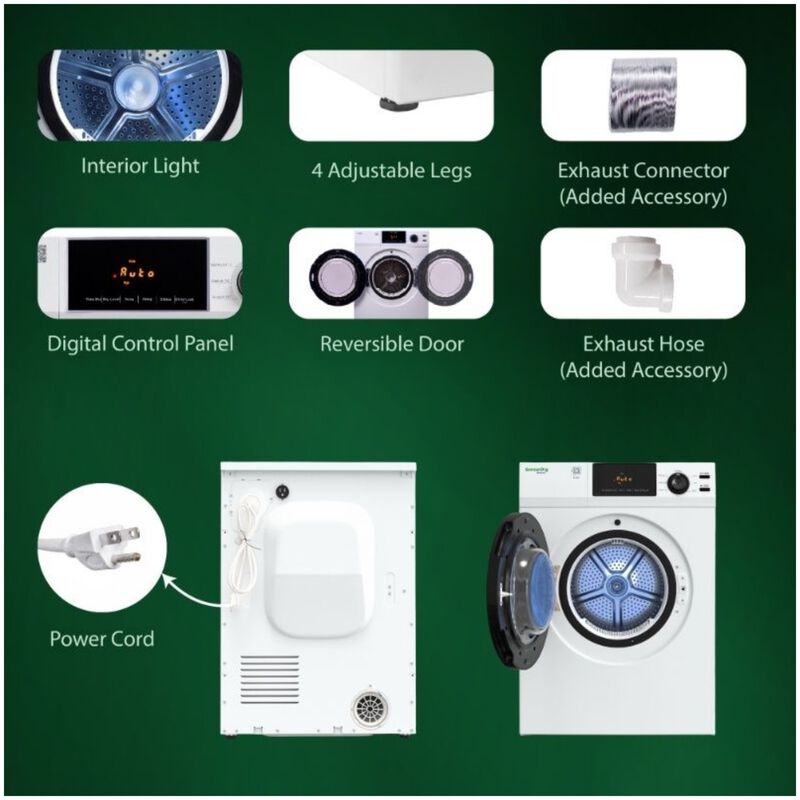 Equator Deluxe 24 in. 4.0 cu. ft. Stackable Electric Dryer with Sensor Dry, Sanitize & Steam Cycle - White, , hires