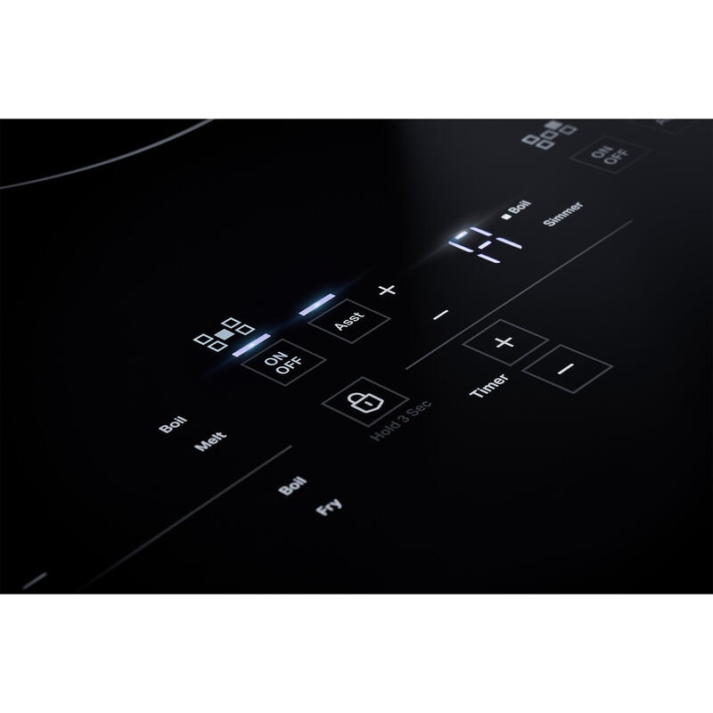 JennAir Lustre Stainless 36 in. 5-Burner Induction Cooktop with Simmer Burner & Power Burner - Stainless Steel, , hires