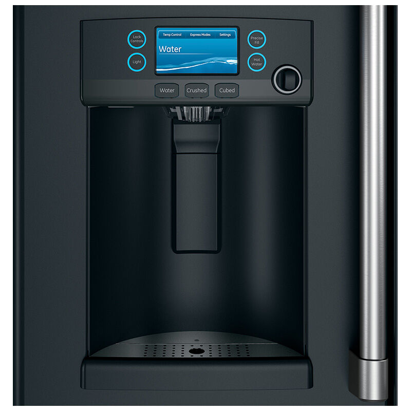 Cafe 36 in. 22.1 cu. ft. Smart Counter Depth French Door Refrigerator with External Ice & Water Dispenser - Matte Black, Matte Black, hires