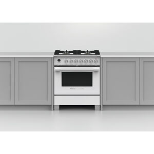 Fisher & Paykel Series 9 Classic 30 in. 3.5 cu. ft. Convection Oven Freestanding Dual Fuel Range with 4 Sealed Burners - White, , hires
