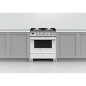 Fisher & Paykel Series 9 Classic 30 in. 3.5 cu. ft. True European Convection Dual Fuel Range with 4 Sealed Burners - White, , hires