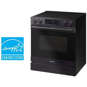 Samsung Bespoke 30 in. 6.3 cu. ft. Smart Air-Fry True European Convection Slide-In Electric Range with Radiant Burners - Matte Black Steel, Matte Black Steel, hires
