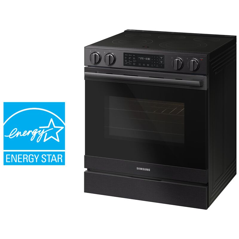 Samsung Bespoke 30 in. 6.3 cu. ft. Smart Air-Fry True European Convection Slide-In Electric Range with Radiant Burners - Matte Black Steel, Matte Black Steel, hires