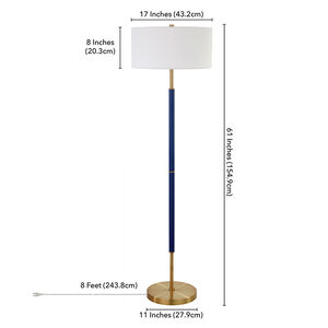 Hudson & Canal Simone Blue and Brass 2-Bulb Floor Lamp, , hires