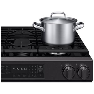 Samsung Bespoke 30 in. 6.0 cu. ft. Smart Air-Fry True European Convection Slide-In Gas Range with 5 Sealed Burners & Griddle - Matte Black Steel, Matte Black Steel, hires