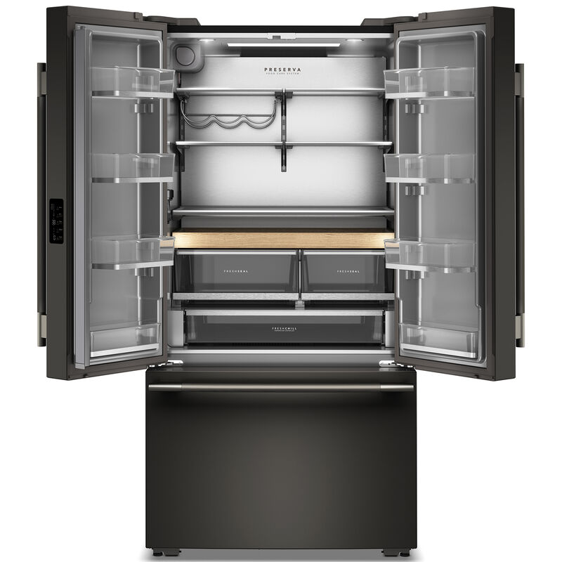 KitchenAid 36 in. 24.8 cu. ft. Smart Counter Depth French Door Refrigerator with Internal Water Dispenser - Black Ore, Black Ore, hires