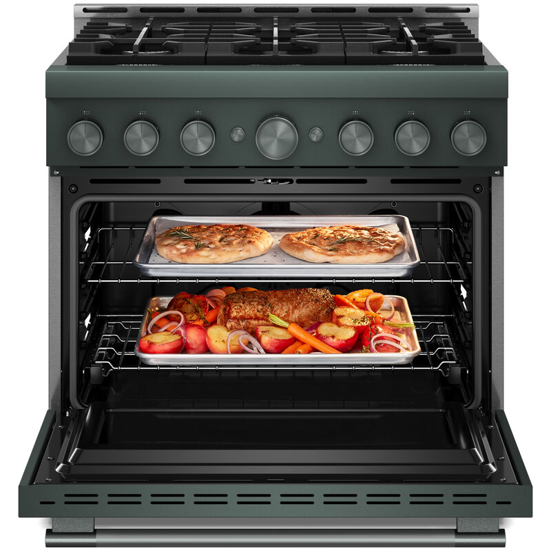 KitchenAid 36 in. 5.1 cu. ft. Air-Fry True European Convection Gas Range with 6 Sealed Burners - Juniper, , hires