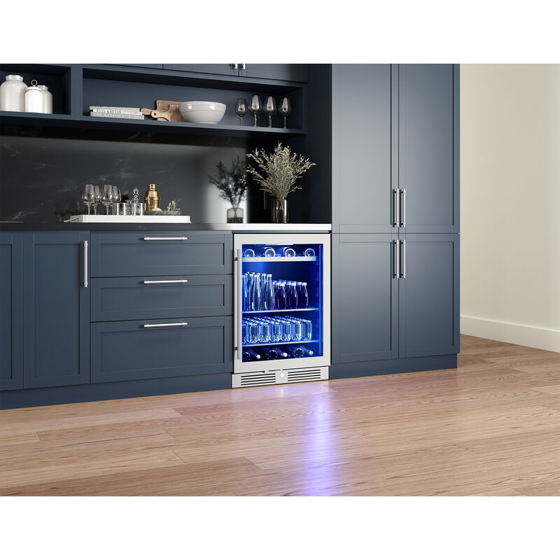 Zephyr Presrv Series 24 in. Built-In/Freestanding 5.6 cu. ft. Compact Beverage Center with Adjustable Shelves & Digital Control - Stainless Steel, , hires