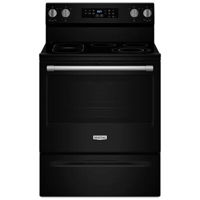 Maytag 30 in. 5.3 cu. ft. Air Fry Standard Convection Electric Range with Radiant Burners - Black | MFES6030RB
