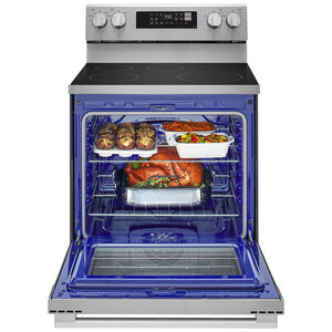 LG 30 in. 6.3 cu. ft. Smart Air-Fry True European Convection Electric Range with 4 Induction Burners - Stainless Steel, , hires