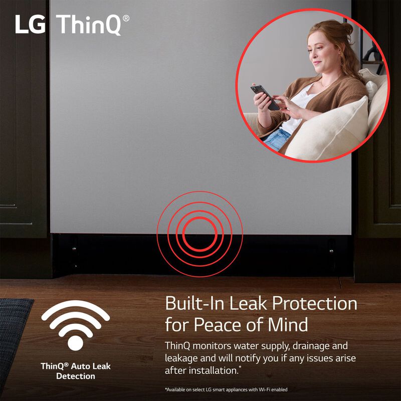 LG 24 in. Top Control Smart Dishwasher with 44 dBa Sound Level, 3rd-Rack, Dynamic Dry & Pocket - PrintProof Stainless Steel, PrintProof Stainless Steel, hires
