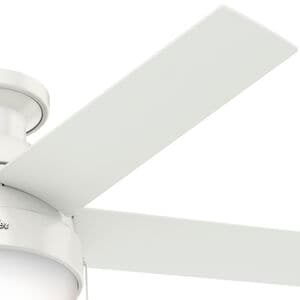 Hunter Anslee 46 in. Low Profile Ceiling Fan with LED Light Kit and Pull Chain - White, White, hires
