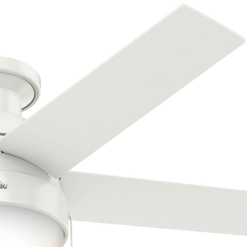 Hunter Anslee 46 in. Low Profile Ceiling Fan with LED Light Kit and Pull Chain - White, White, hires