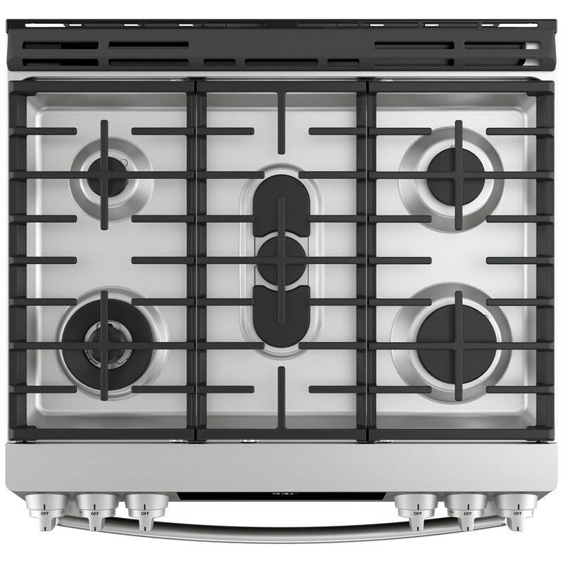 GE Profile 30 in. 5.6 cu. ft. Smart Air Fry True European Convection Slide-In Gas Range with 5 Sealed Burners, Grill & Griddle - Stainless Steel, , hires
